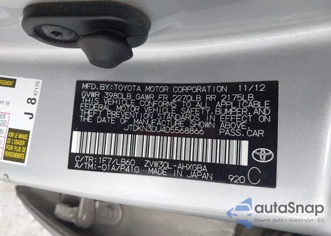 2013 Toyota Prius Four from USA, damaged, VIN JTDKN3DU4D5568866